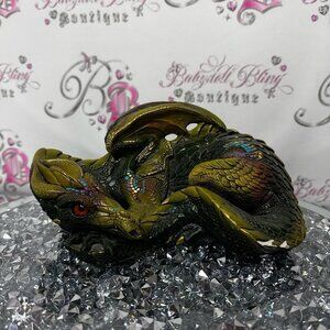 Windstone editions Hollywood California Decorative Dragon Figurine Green purple